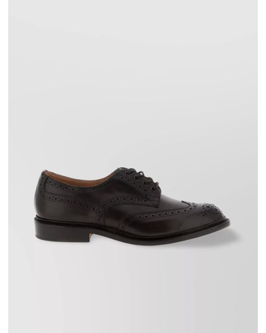 Tricker's Black Lace-Up Shoes Featuring Brogue Detailing for men