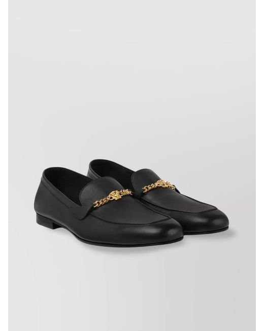 Versace Black Leather Medusa Loafers for men