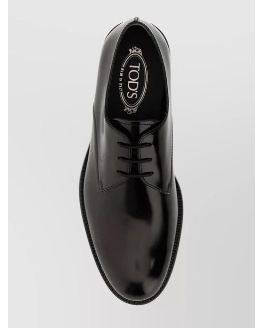Tod's Black Leather Derby Shoes for men