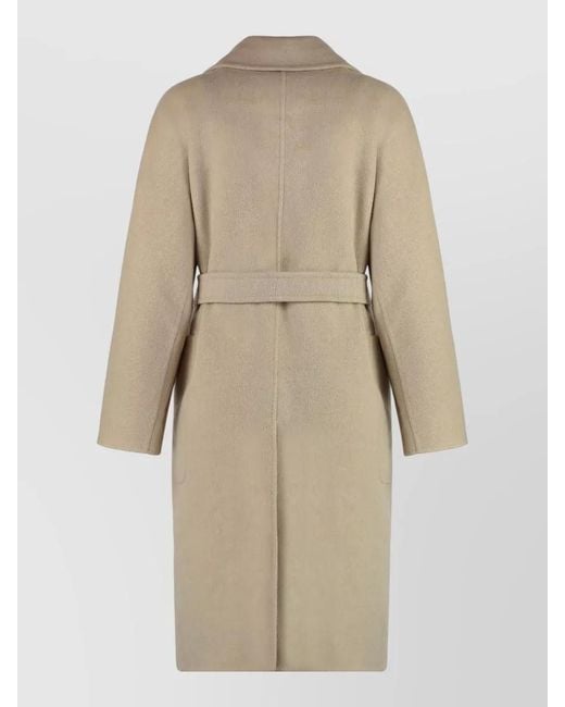 Max Mara Natural Agosto Wool Coat Long Belted Design