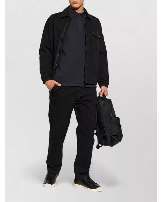 Stone Island Blue Cotton Long-Sleeve Polo Shirt for men