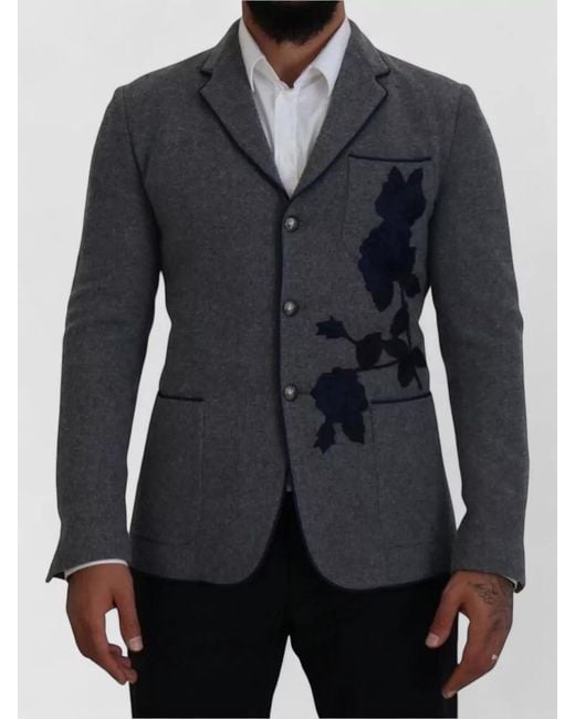 Dolce & Gabbana Blue Wool Slim-Fit Blazer for men