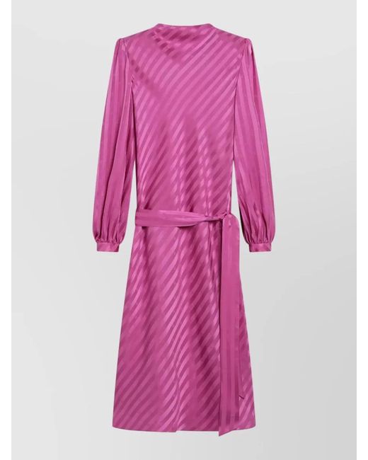 Valentino Pink Midi Dress Belted Waist Keyhole Back