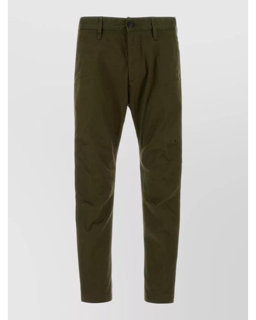 DSquared² Green Stretch Cotton Straight-Leg Chino Trousers for men
