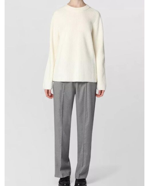 MICHAEL Michael Kors Natural Merino Wool Crew Neck Ribbed Sweater