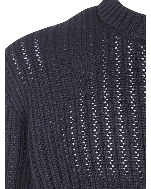 Filippo De Laurentis Blue Virgin Wool Crew Neck Jumper for men
