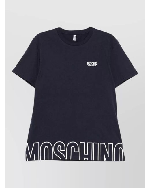 Moschino Blue Cotton Logo Print Short Sleeve T-Shirt for men