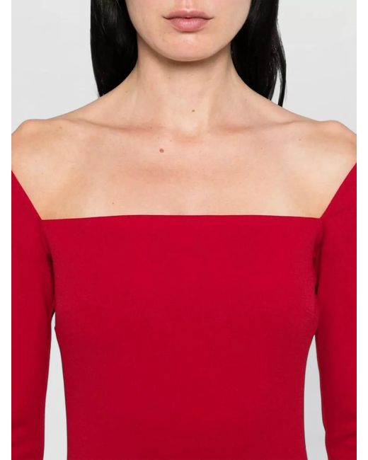 Solace London Red Lolita Maxi Dress Off Shoulder Neckline