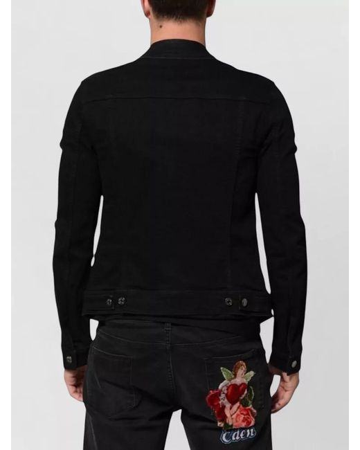 Dolce & Gabbana Black Cotton Denim Stretch Button Front Jacket for men