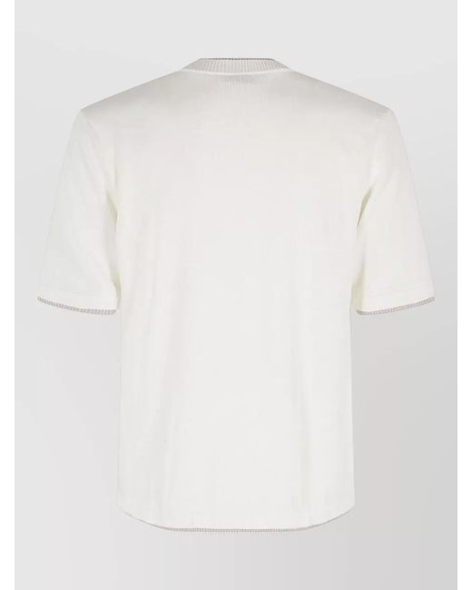 Eleventy White Short Sleeve Crew Neck Ribbed T Shirt for men