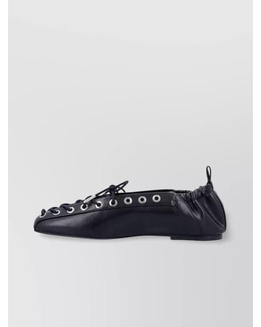 Ganni Blue Lace-Up Ballerina Flats