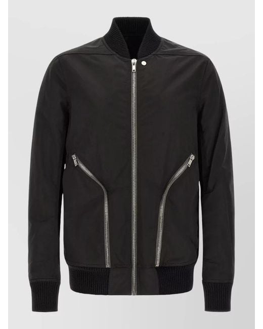 Rick Owens Black Heizer Flight Regular Fit Casual Bomber Jacket for men