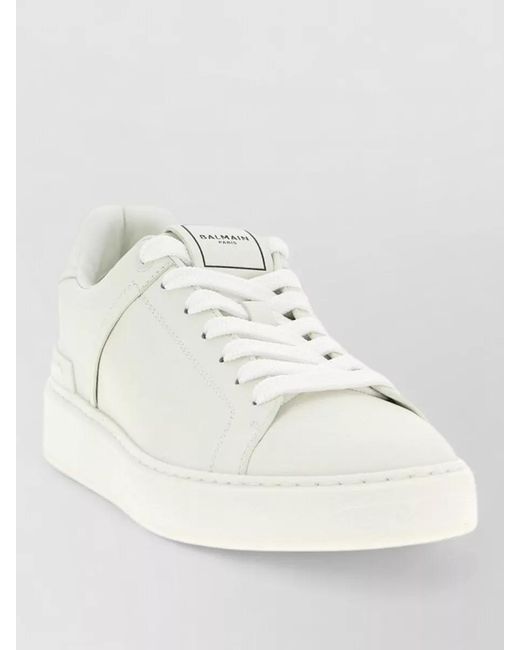 Balmain Natural Calfskin Leather Low-Top Sneakers for men
