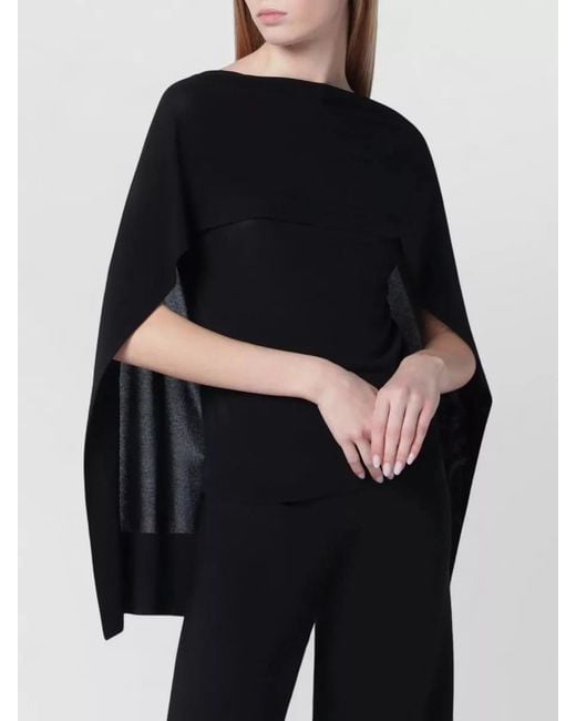 Alberta Ferretti Black Knitwear Cape Design Open Back Style