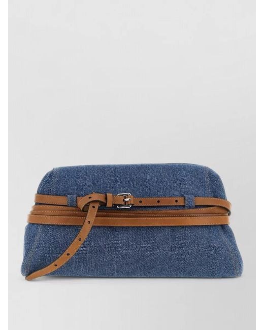 Moschino Blue Tie Me Large Belt Strap Clutch