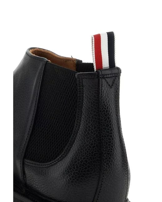 Thom Browne Black Leather Ankle Boots for men