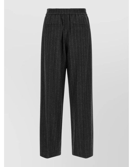 Brunello Cucinelli Black Micro Sequin Pinstripe Wide Leg Pants