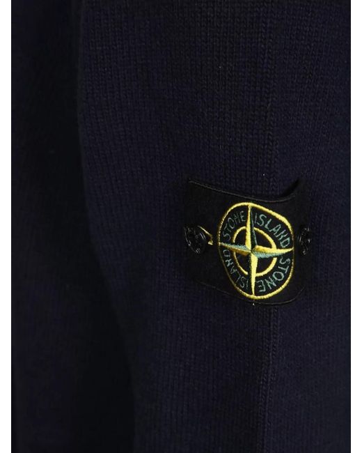 Stone Island Blue Ribbed Wool Jumper for men