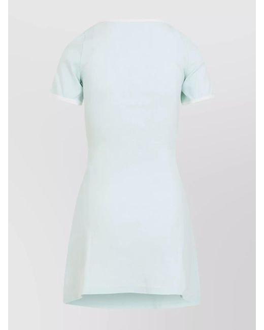 Courreges White Cotton Square Neck Short Sleeve Mini Dress