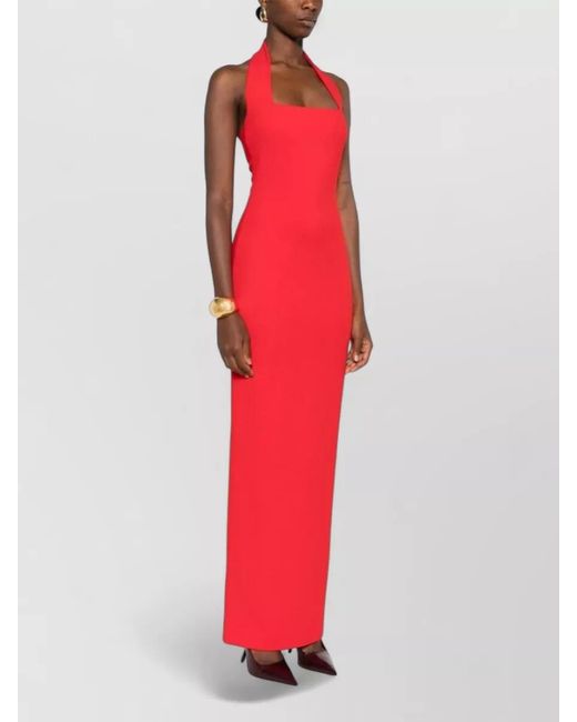 Solace London Red Ilona Halterneck Fitted Sleeveless Maxi Dress