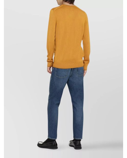 Drumohr Yellow Ribbed Merino Wool Jumper for men