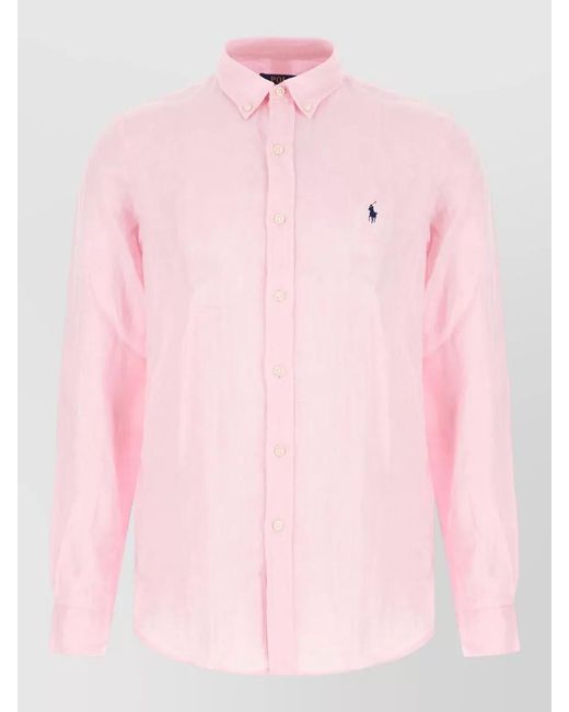 Polo Ralph Lauren Pink Linen Polo Shirt for men