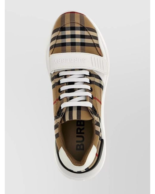 Burberry Metallic Checked Round Toe Sneakers With Rubber Sole for men
