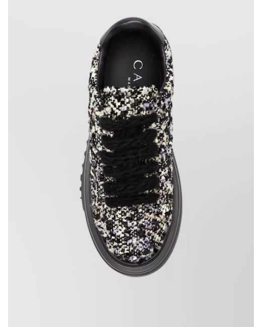 Casadei Black Bouclé Platform Low-Top Sneakers