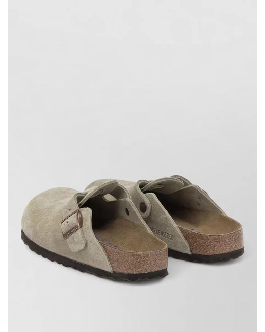 Birkenstock Natural Suede Leather Boston Slippers