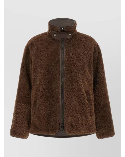 Brunello Cucinelli Brown Fuzzy Lamb Shearling Reversible Jacket