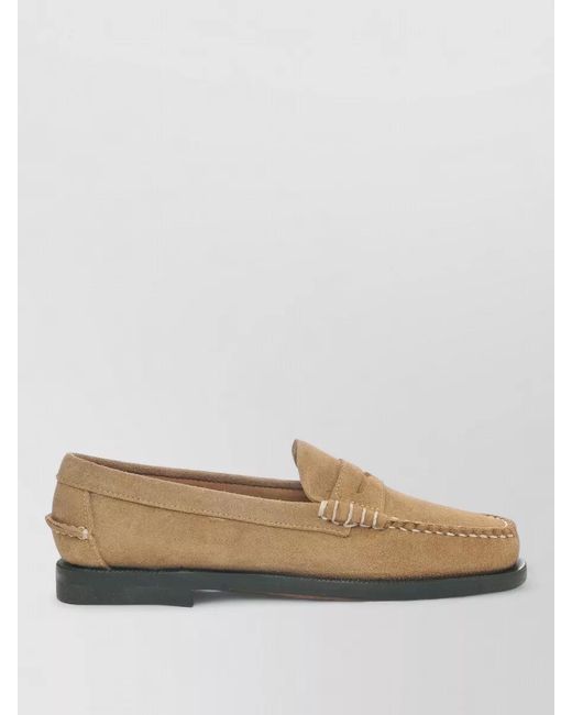 Sebago White Penny Loafer Suede Finish Stitched Rubber Sole