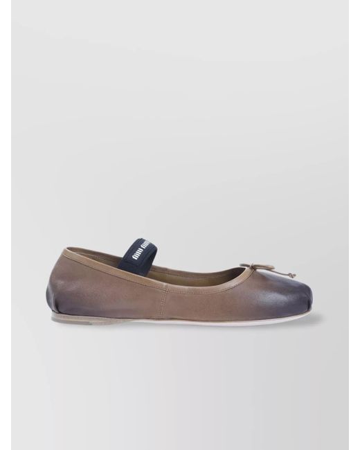 Miu Miu Multicolor Round Toe Ballerina Shoes With Bow Detail
