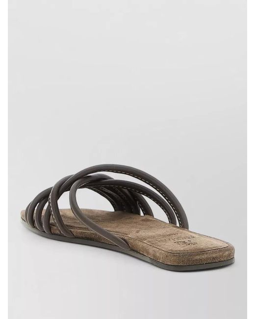 Brunello Cucinelli Multicolor Leather Flat Sandals