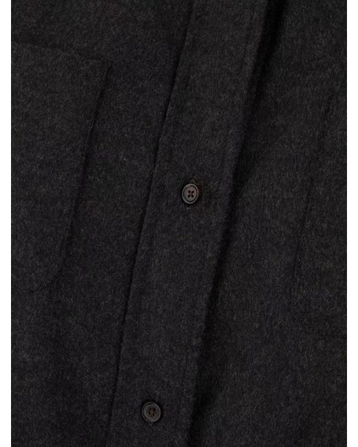 Thom Browne Black Silk Cashmere Belted Midi Shirt Dress