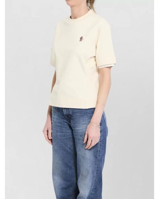 Moncler Blue Ribbed Crew Neck Stretch Cotton T-Shirt