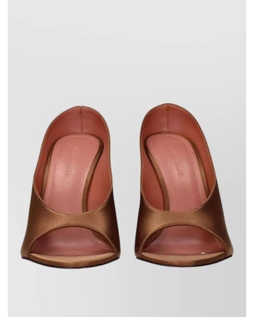 AMINA MUADDI Brown Satin High Heel Mules