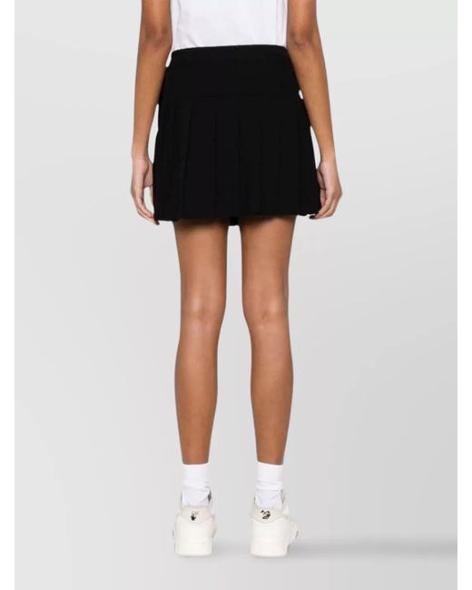 Palm Angels Black Cotton Pleated Monogram Mini Skirt