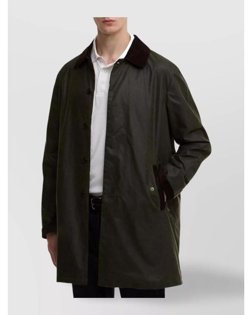 Barbour Black Cotton Single Breasted Coat for men