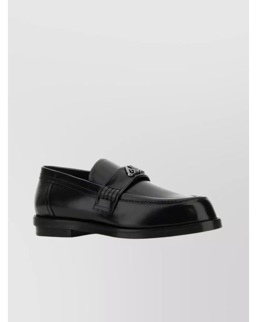 McQueen Black Leather Loafers for men