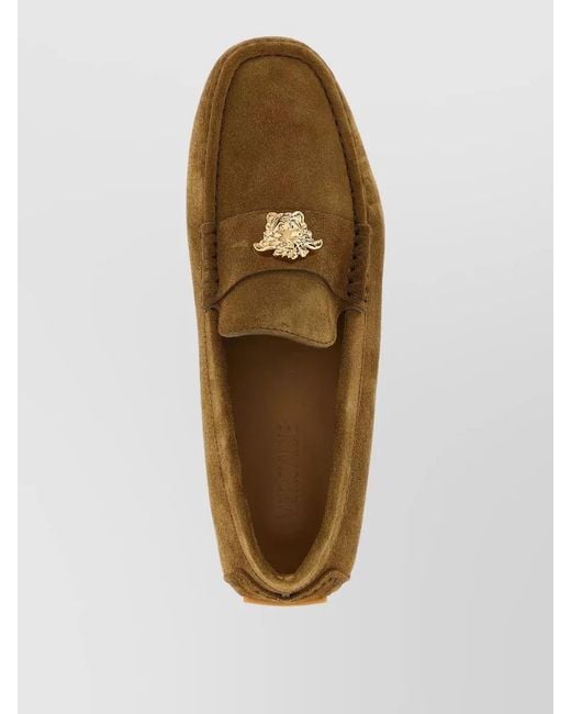Versace Brown Leather La Medusa Loafers for men
