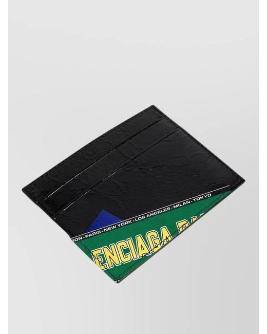 Balenciaga Black Cash Card Holder Textured Finish for men
