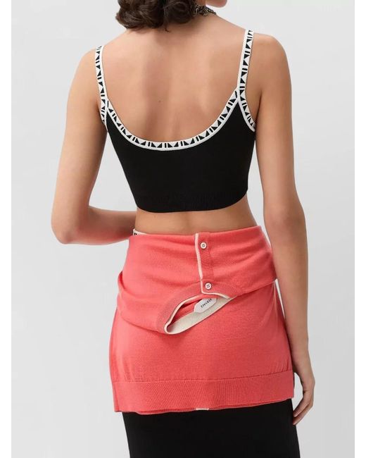 Versace Black Viscose Blend Crop Top Elastic Hem
