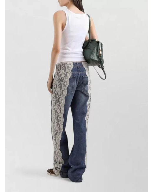 Dolce & Gabbana Blue Lace Jeans Five Pocket Straight Leg Trousers
