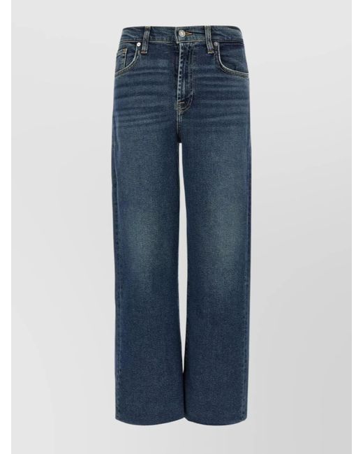 7 For All Mankind Blue Faded Effect Cropped Jeans