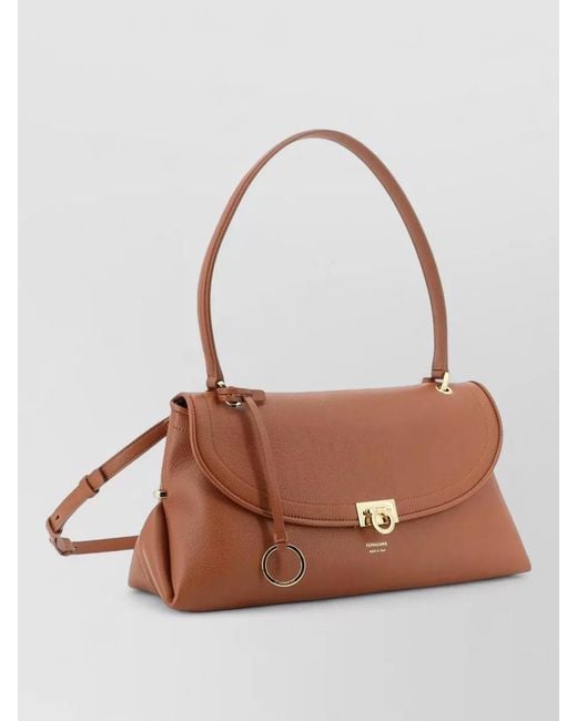 Ferragamo Brown Gancini Leather Clutch Bag