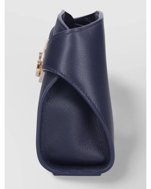 Ferragamo Blue Structured Silhouette Top Handle-Tone Hardware