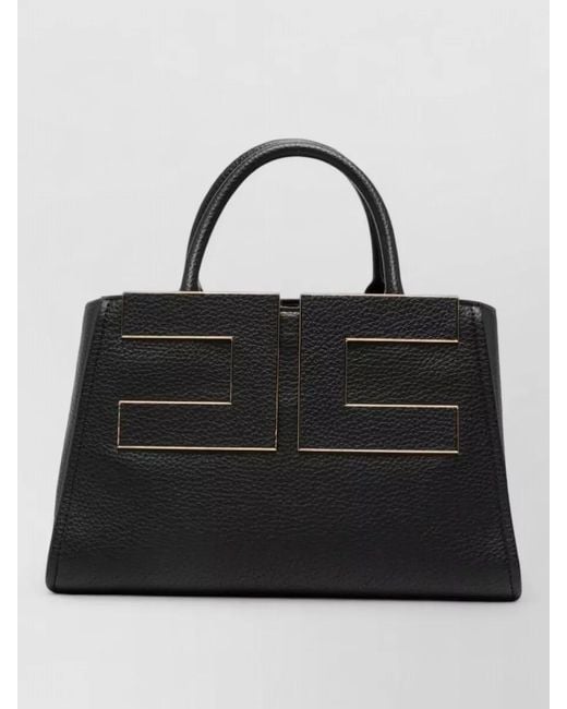 Elisabetta Franchi Black Faux Leather Tote Bag