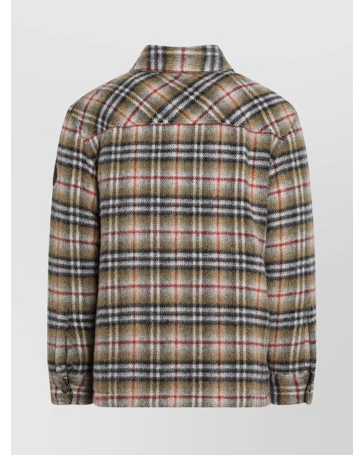Burberry Gray Long Sleeves Checked Overshirt for men