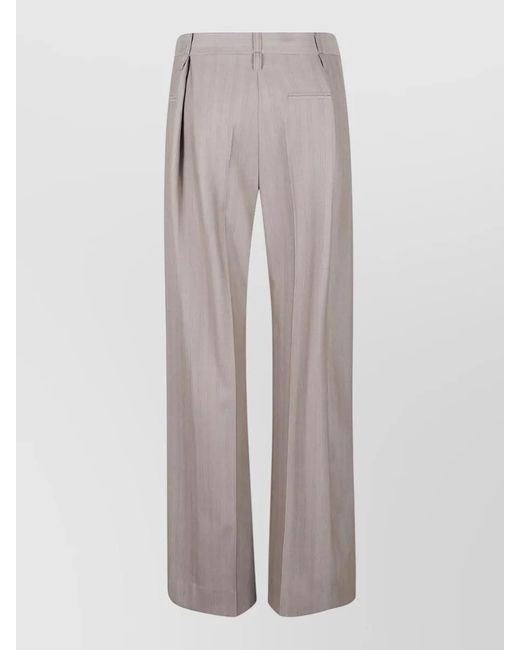 Victoria Beckham Gray Wide Leg Tailored Trousers Pleated Front