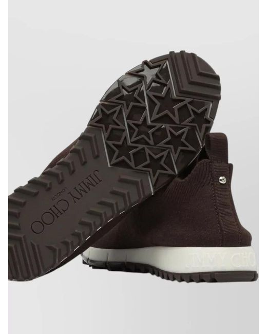Jimmy Choo Purple Knit Sneakers Rubber Sole Pull Tab Design